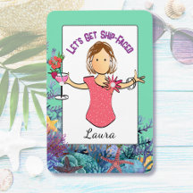 Funny Female Cartoon Tropical Vacation Cruise