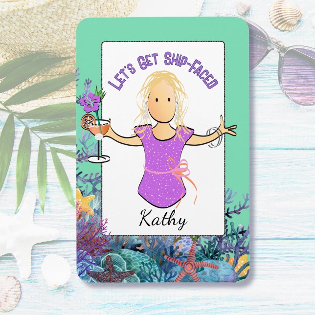 Funny Female Cartoon Tropical Vacation Cruise Magnet (Skapare uppladdad)