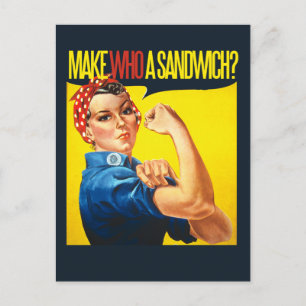 Funny Feminist Rosie Riveter humor Vykort