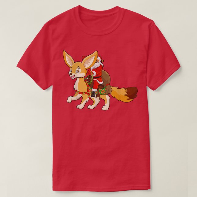 Funny Fennec Fo Älskare Santa Riding Fennec Fo Chr T Shirt (Design framsida)