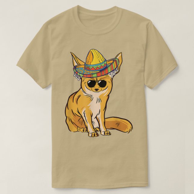 Funny Fennec Fo Sombrero Meican Sunglass Fennec Fo T Shirt (Design framsida)