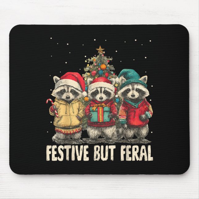 Funny Feral But Festive Christmas Raccoons Xmas Ho Musmatta (Framsidan)