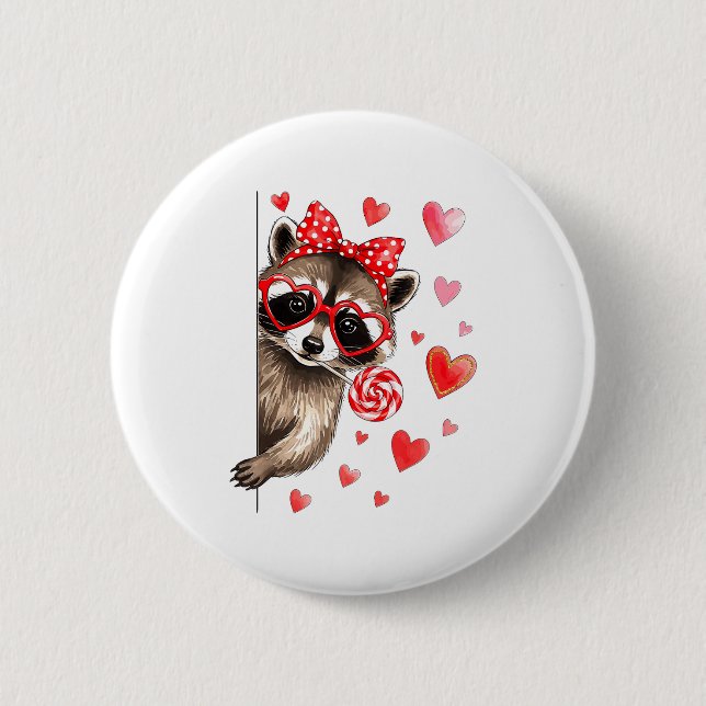 Funny Feral Raccoon Valentine's Day Sarcastic Humo Knapp (Framsida)