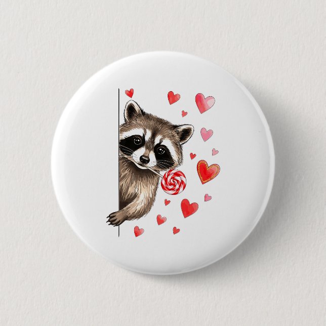 Funny Feral Raccoon Valentine's Day Sarcastic Humo Knapp (Framsida)