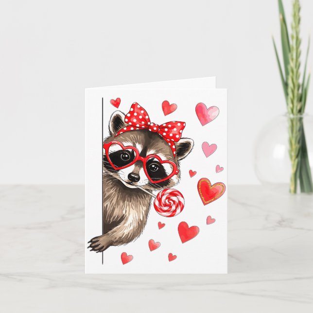Funny Feral Raccoon Valentine's Day Sarcastic Humo Kort (Framsida)