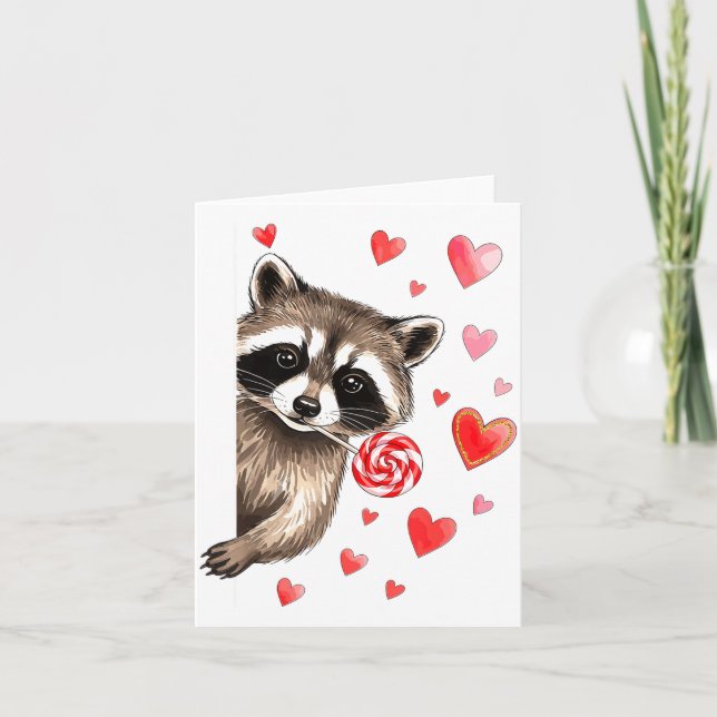 Funny Feral Raccoon Valentine's Day Sarcastic Humo Kort (Framsida)