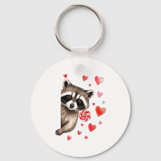 Funny Feral Raccoon Valentine's Day Sarcastic Humo Nyckelring (Framsida)