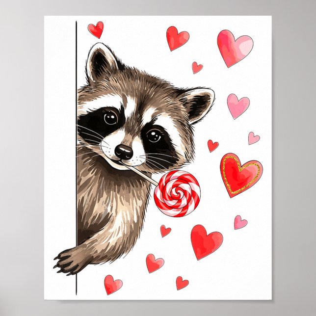 Funny Feral Raccoon Valentine's Day Sarcastic Humo Poster (Framsidan)