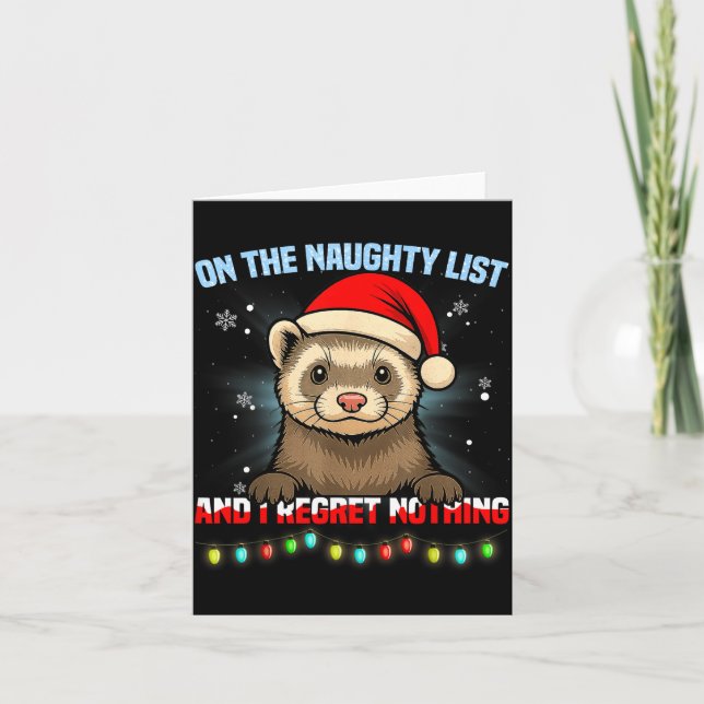 Funny Ferret Christmas Santa Hat Xmas Men Women Ki Kort (Framsida)