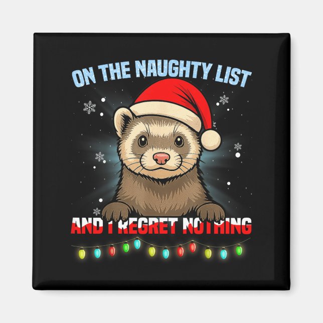 Funny Ferret Christmas Santa Hat Xmas Men Women Ki Magnet (Framsidan)