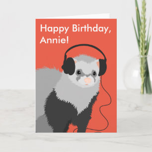 Funny Ferret Music Älskare Birthday Kort