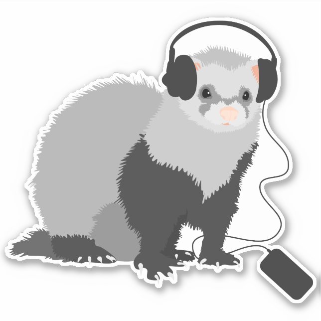 Funny Ferret Music Älskare Klistermärken (Framsida)