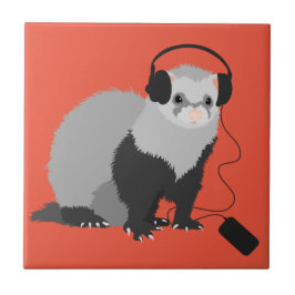 Funny Ferret Music Lover Kakelplatta