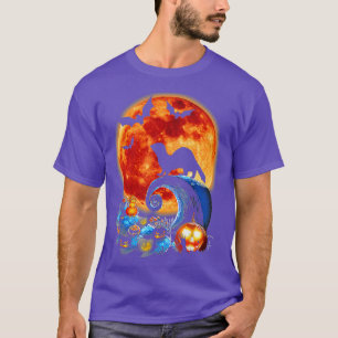 Funny Ferret och Måne Halloween Costume Silhouette T Shirt