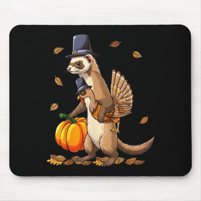 Funny Ferret Turkey Pumpkin Thanksgiving Gift Men  Musmatta (Framsidan)