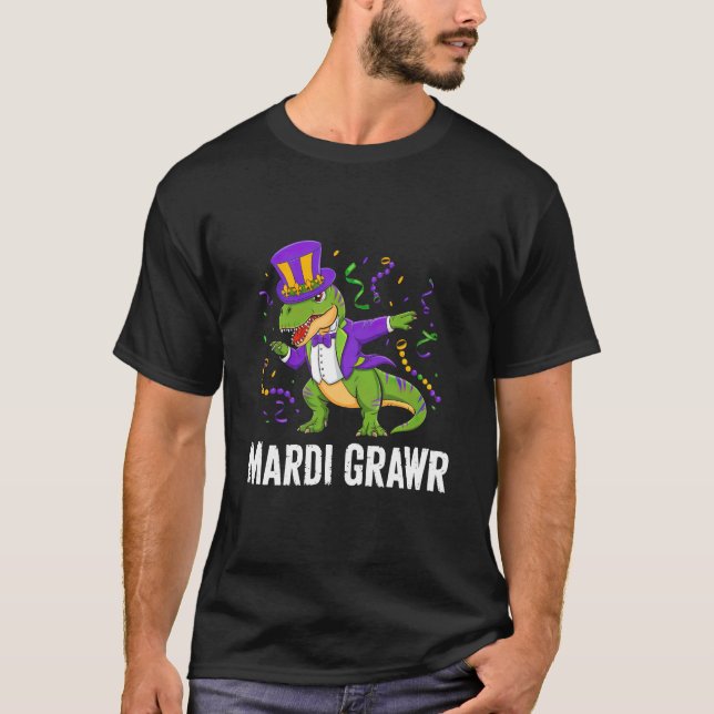 Funny festival Unik T-Rex Kostym Mardi Gras Grarer T Shirt (Framsida)