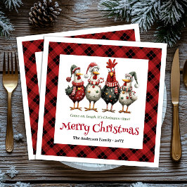 Funny festive chickens napkins with name editable pappersservett