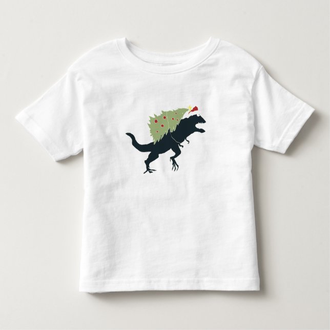 Funny Festive Dino Christmas T Shirt (Framsida)