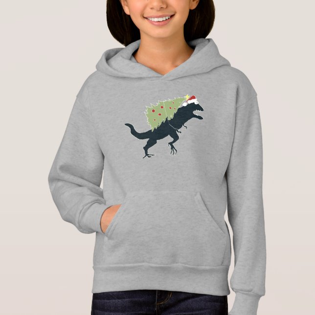 Funny Festive Dino Christmas T Shirt (Framsida)