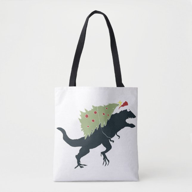 Funny Festive Dino Christmas Tygkasse (Framsida)