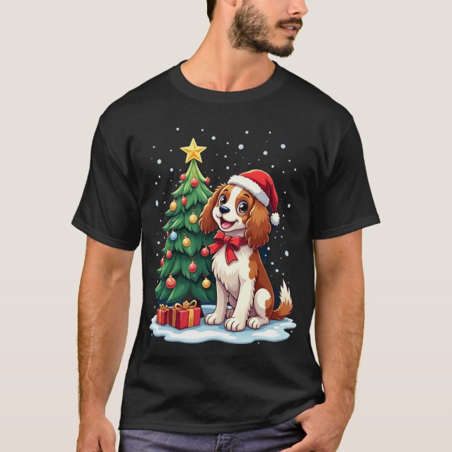 Funny Festive Dog Costume with decorated Christmas T Shirt (Framsida)