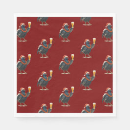 Funny Festive Grouse with Beer Christmas Napkins Pappersservett