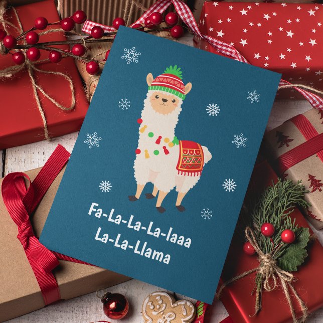 Funny Festive Llama Pun Foled Helgkort (Skapare uppladdad)