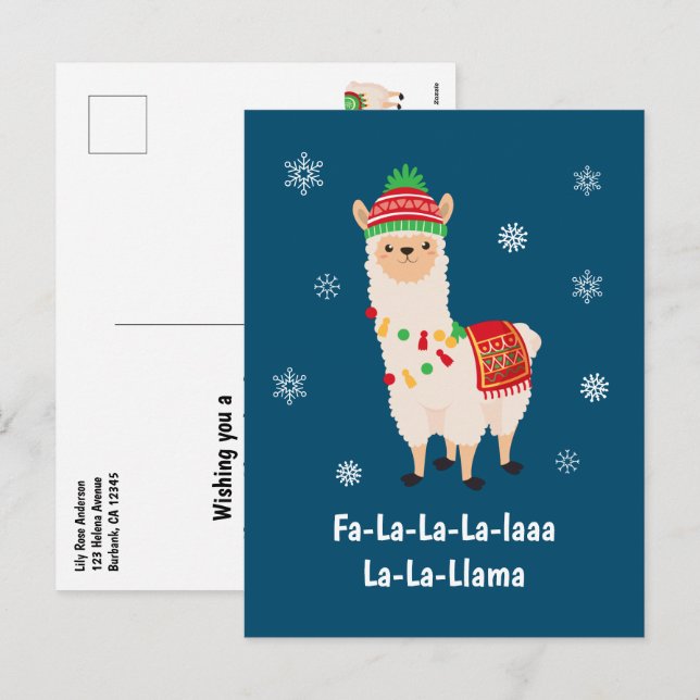 Funny Festive Llama Pun Helgdag Card Helg Vykort (Fram/baksida)