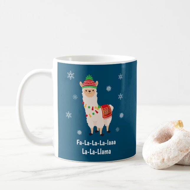 Funny Festive Llama Pun-jul Kaffemugg (Med munk)
