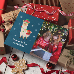 Funny Festive Llama Pun Photo Helgdag Card Helg Vykort