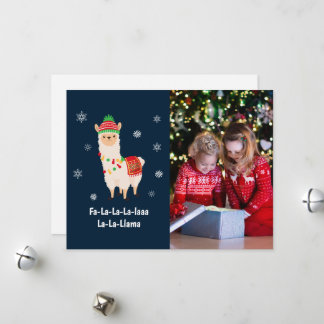 Funny Festive Llama Pun Photo Helgdag Card Julkort
