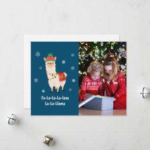 Funny Festive Llama Pun Photo Julkort