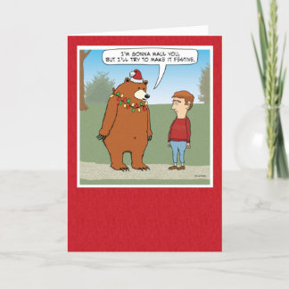 Funny Festive Mauling Bear-jul Helgkort