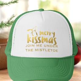 Funny Festive Mistletoe Kissing Truckerkeps