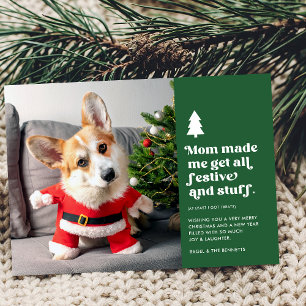 Funny Festive Pet Photo jul Julkort