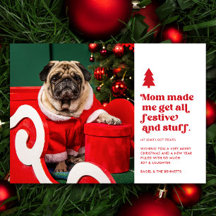 Funny Festive Pet Photo jul   Vit Julkort