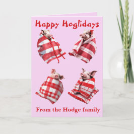 Funny Festive Pigs in Blankets Christmas Animal Kort