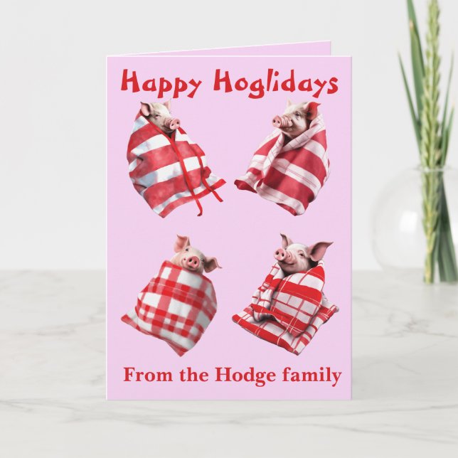 Funny Festive Pigs in Blankets Christmas Animal  Kort (Framsida)