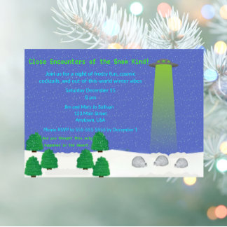 Funny & Festive Winter Party-Snow and Aliens Inbjudningar
