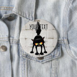 Funny Fierce Black Cat Cartoon  Knapp<br><div class="desc">Funny Fierce Black Cat Cartoon Character looking menacing. Original Vector Art Design © BluedarkArt TheChameleonArt.</div>