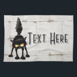 Funny Fierce Black Cat Cartoon  Kökshandduk<br><div class="desc">Funny Fierce Black Cat Cartoon Character looking menacing. Original Vector Art Design © BluedarkArt TheChameleonArt.</div>