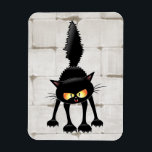 Funny Fierce Black Cat Cartoon  Magnet<br><div class="desc">Funny Fierce Black Cat Cartoon Character looking menacing. Original Vector Art Design © BluedarkArt TheChameleonArt.</div>