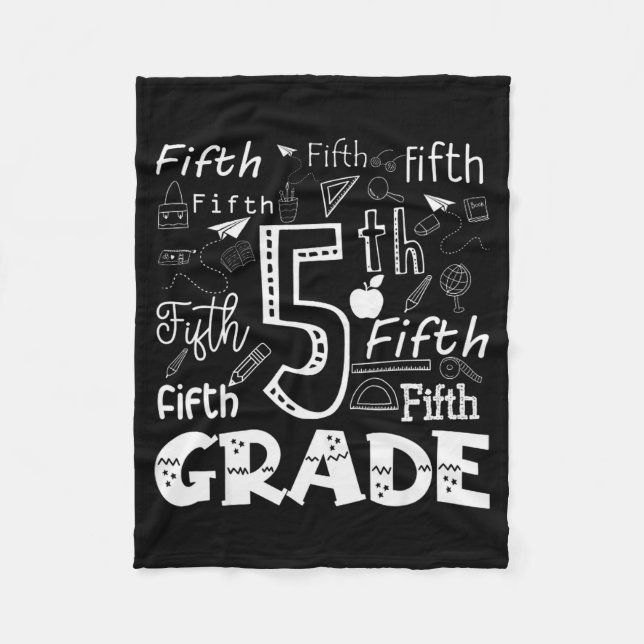 Funny Fifth Grade Doodle Tygraphy Birthday Design  Fleecefilt (Framsidan)