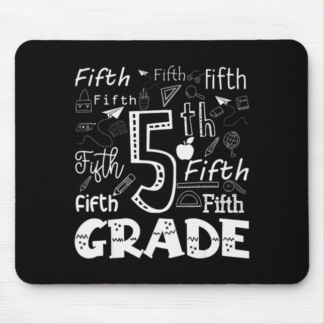 Funny Fifth Grade Doodle Tygraphy Birthday Design  Musmatta (Framsidan)