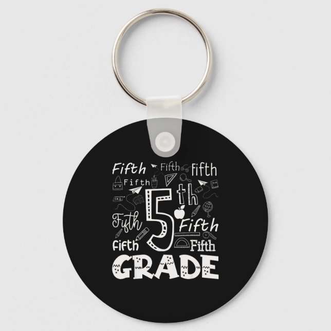 Funny Fifth Grade Doodle Tygraphy Birthday Design  Nyckelring (Framsida)