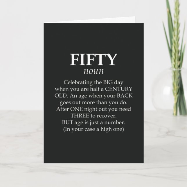 Funny Fiftieth Birthday Cards 50th Hilarious Humor Kort (Framsida)