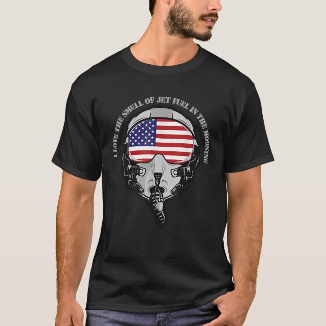 Funny Fighter Jet And Pilot Mask  T Shirt (Framsida)