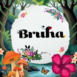 Funny Filipino Bruha Boho Round Pillow Blue Rund Kudde