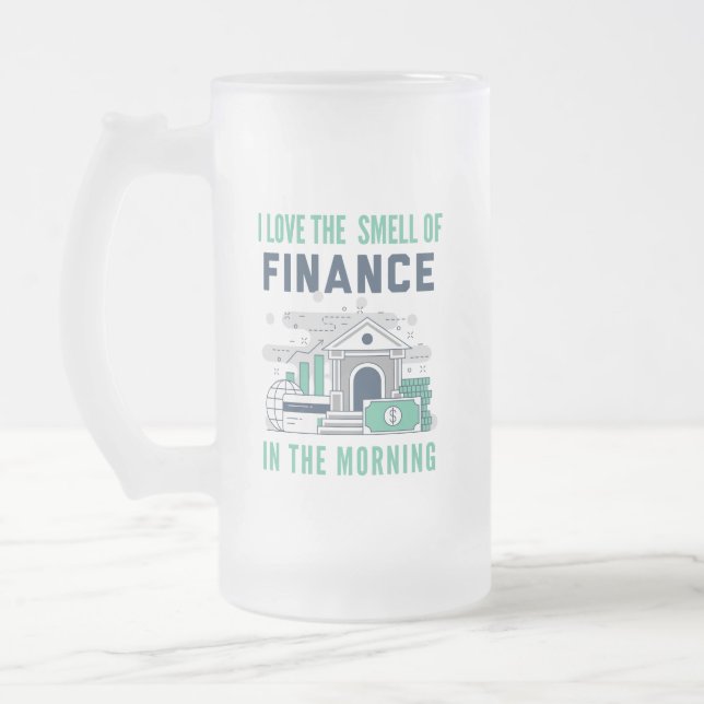 Funny Finance Mug Business Office Coworker Blue Frostat Ölglas (Vänster)