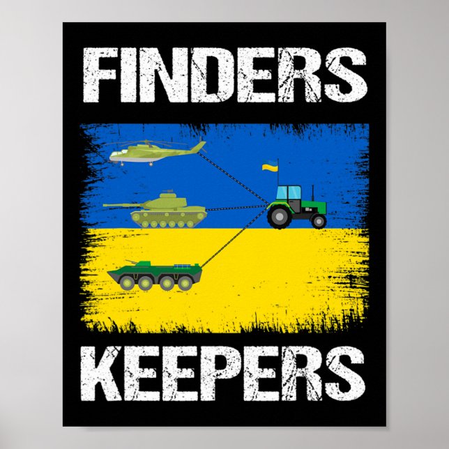 Funny Finders Keepers Farmer Tractor Tank Support  Poster (Framsidan)